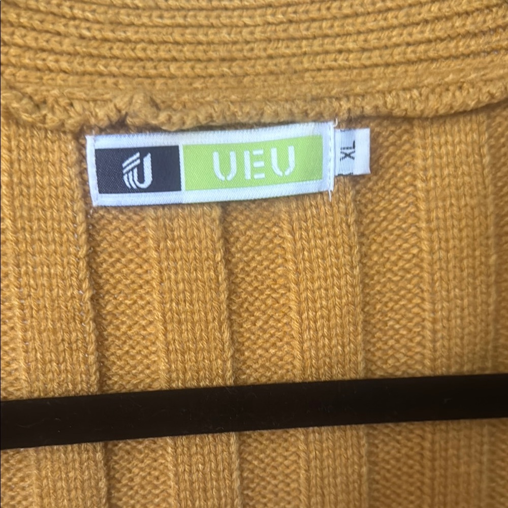 Yellow Ribbed Knit Cardigan Sweater - Picture 2 of 3